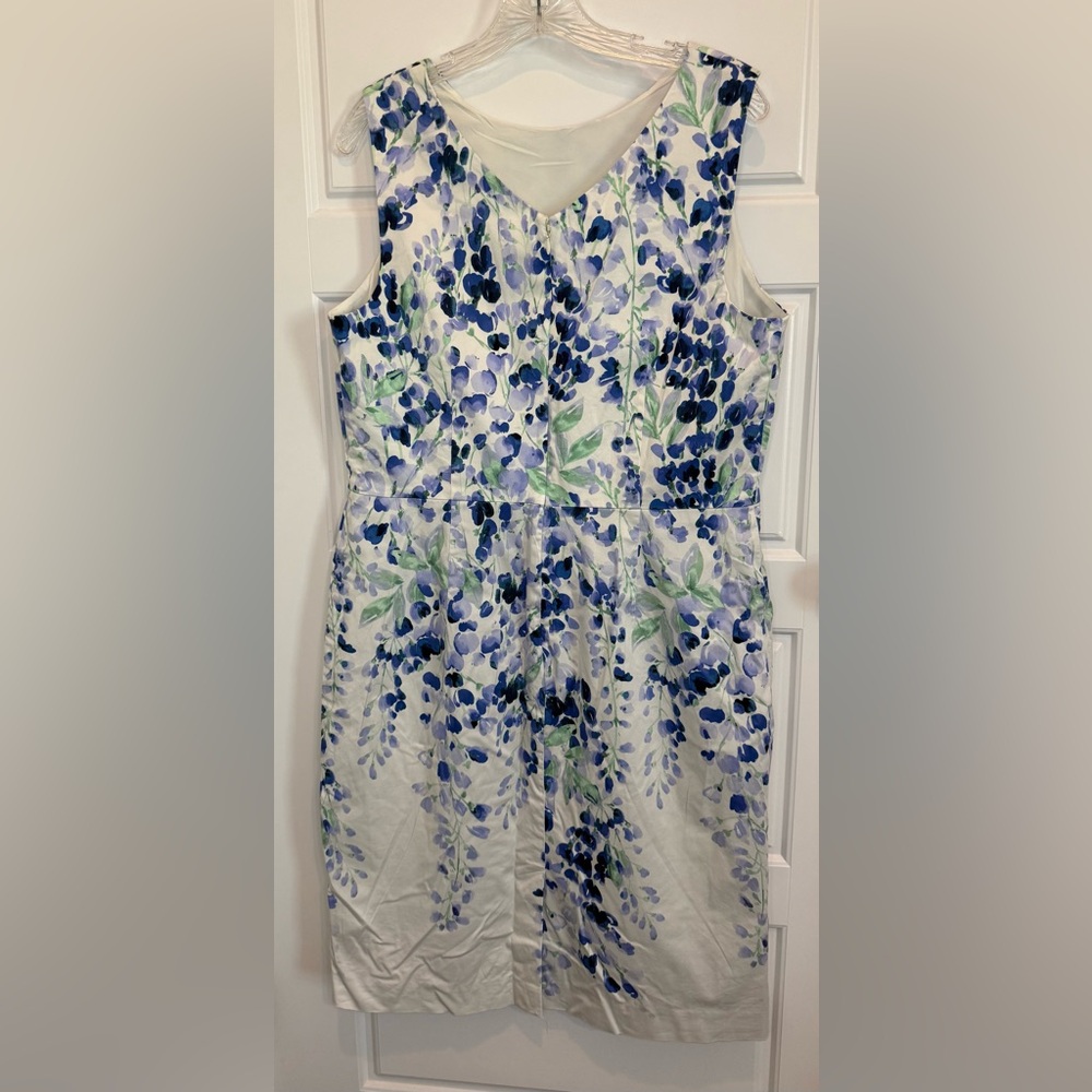 Talbots RSVP Classic Floral Watercolor Wisteria Sheath Dress Pretty Lavender 14 - Picture 4 of 6
